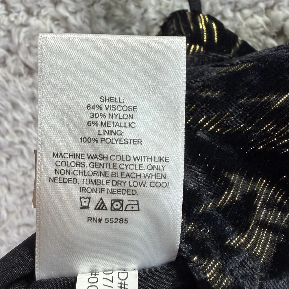 Express One Shoulder Black & Gold Metallic Ruched Crop Top Women's‎ Small Party